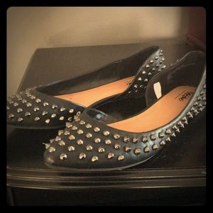 Studded Black Flats